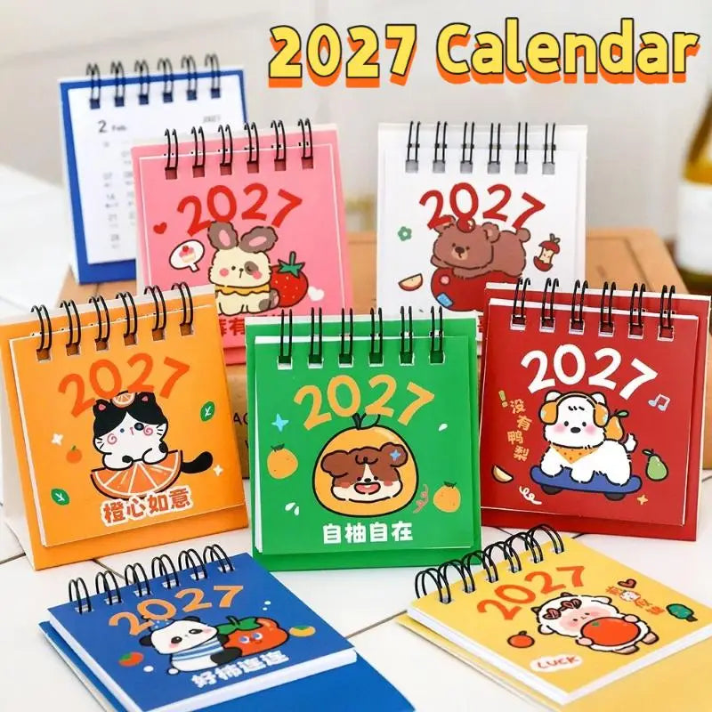 2027 Mini Desk Calendar — Portable Daily Planner for Home and Office