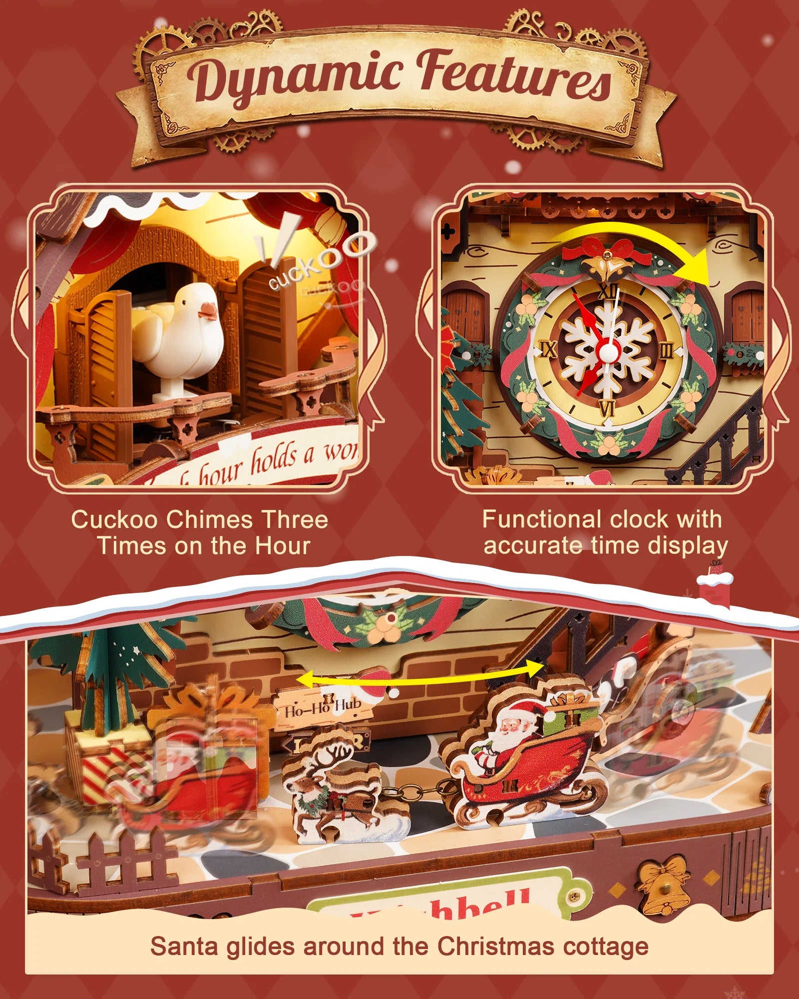 ROKR Christmas Cuckoo Clock — 3D Wooden Mechanical Model Kit