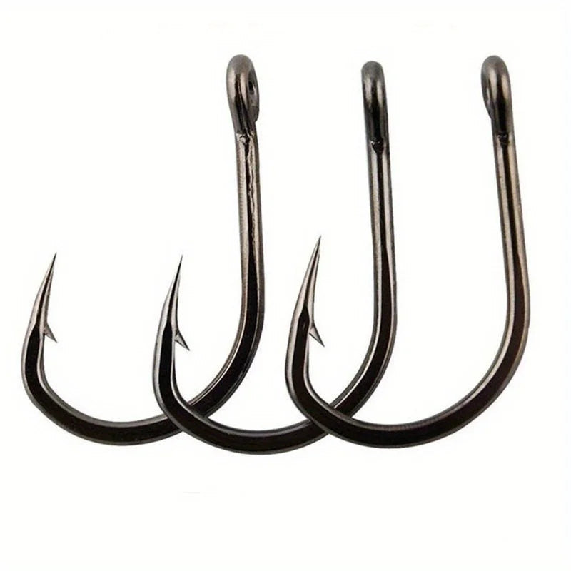 High Carbon Steel Fish Hooks — 100 Piece Set in Storage Box
