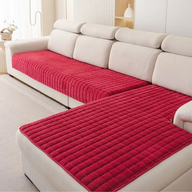 Plush Velvet Sofa Cushion — Non-Slip Soft Living Room Cover