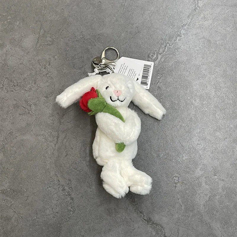 Assorted Plush Keychain Charm — Cute Animal & Food Backpack Accessory