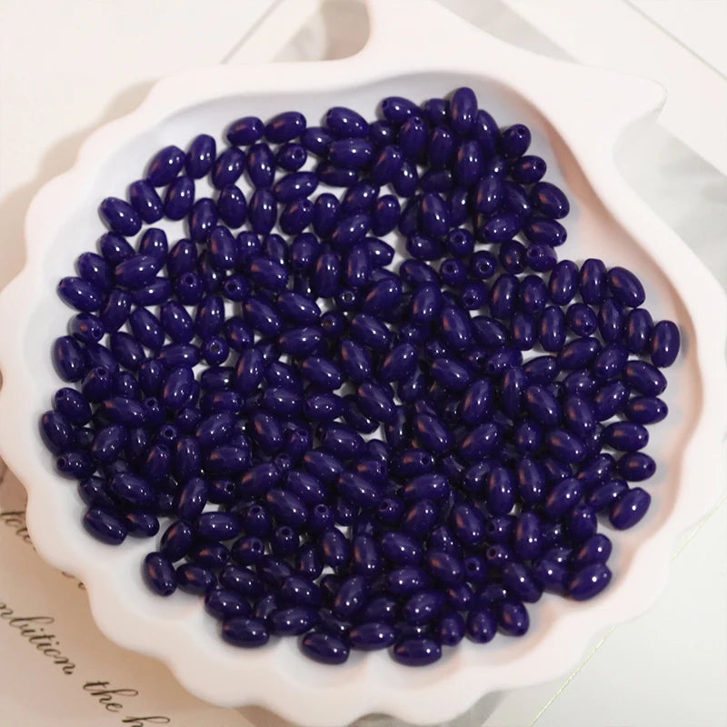 Oval Glass Rice Spacer Beads — Solid Color Jewelry Making Supplies