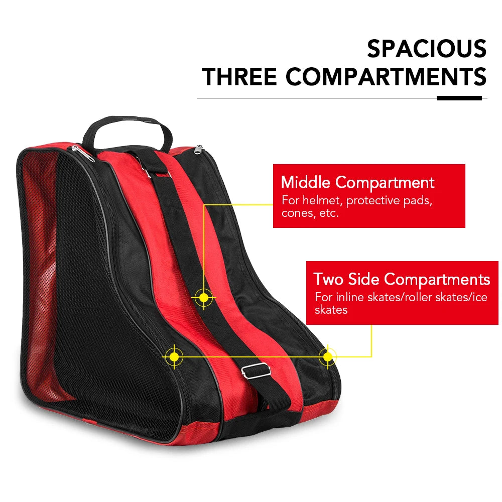 Kids 3-Layer Skate Carry Bag — Breathable Storage Case for Roller and Ice Skates
