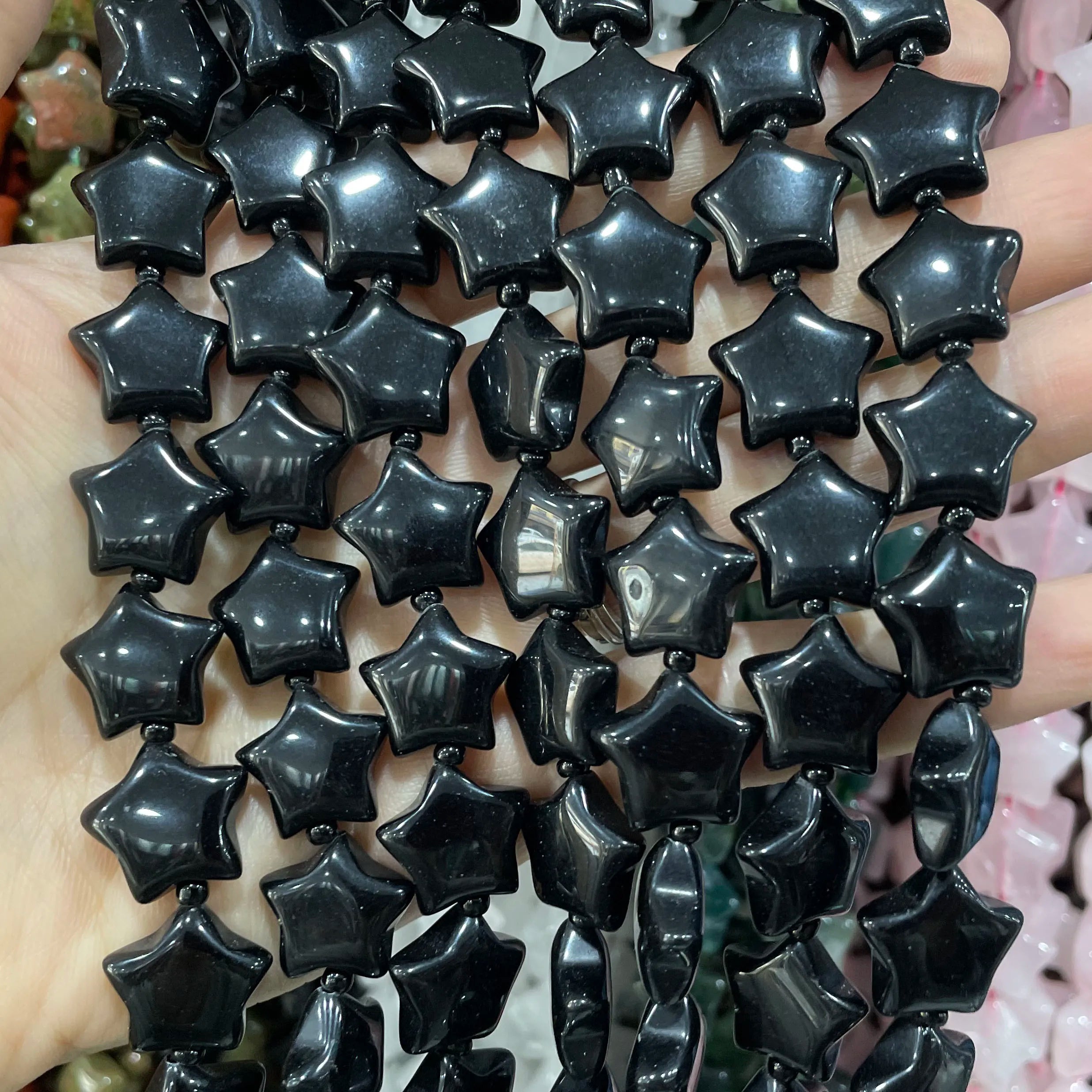 SYSRXLR Star Shaped Natural Stone Beads — 15mm Loose Quartz & Agate Spacers