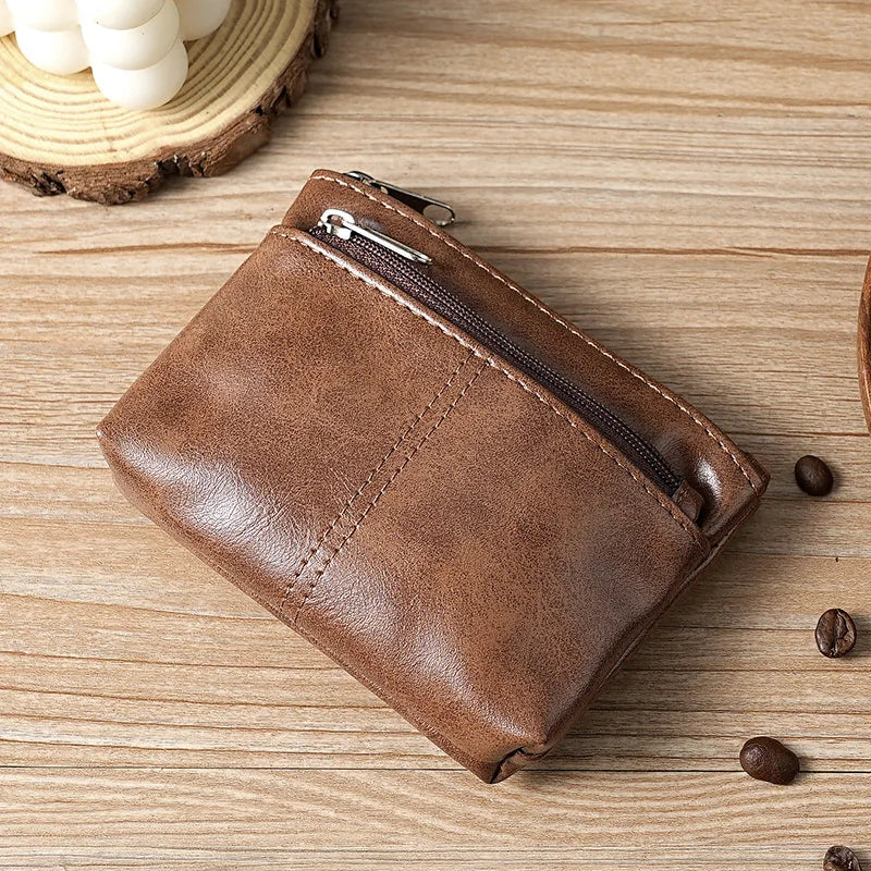 eTya Leather Coin Purse — Compact Zipper Wallet for Men and Women