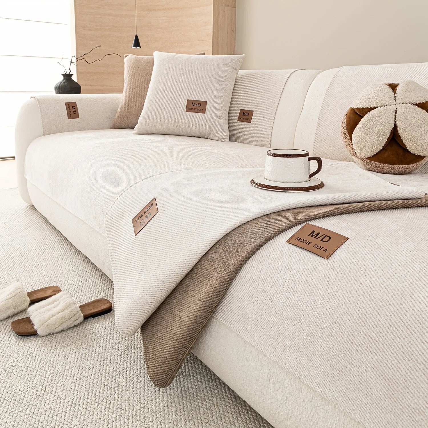 Chenille Twill Sofa Cover — Non-Slip Pet-Friendly Couch Protector