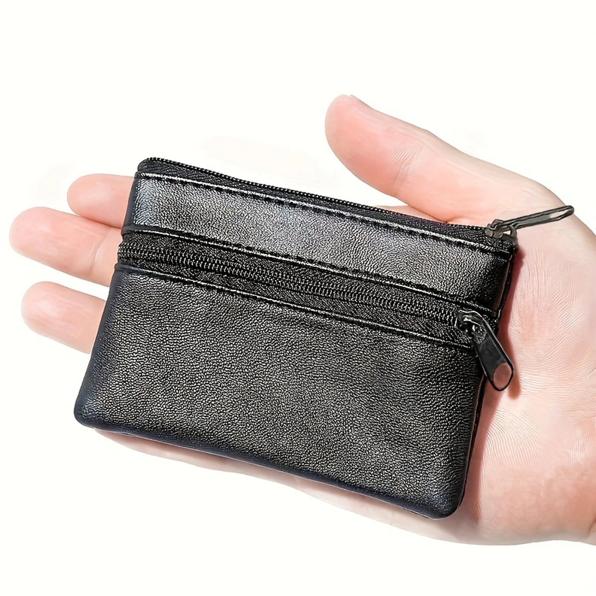 Compact PU Leather Coin Purse — Small Zippered Wallet for Change & Keys
