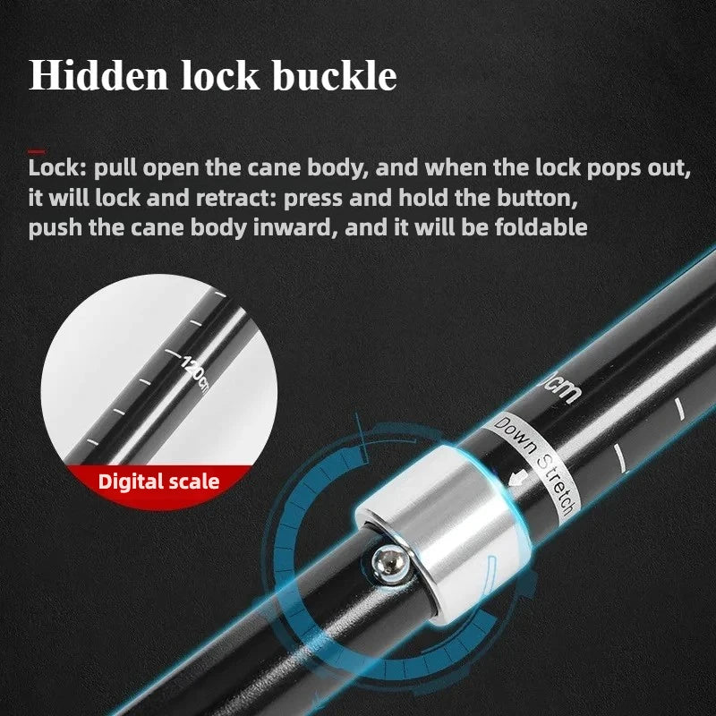 Aluminum Alloy Folding Hiking Stick — Lightweight Retractable Walking Pole