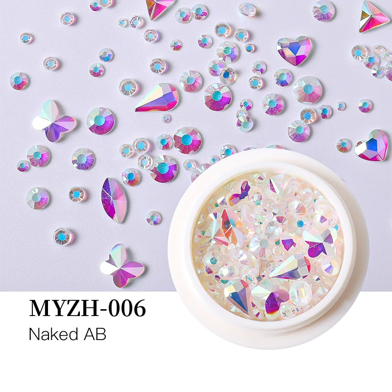 MagiBling Nail Art Rhinestone Kit — Mixed Size Crystal Gemstones for 3D Nail Design