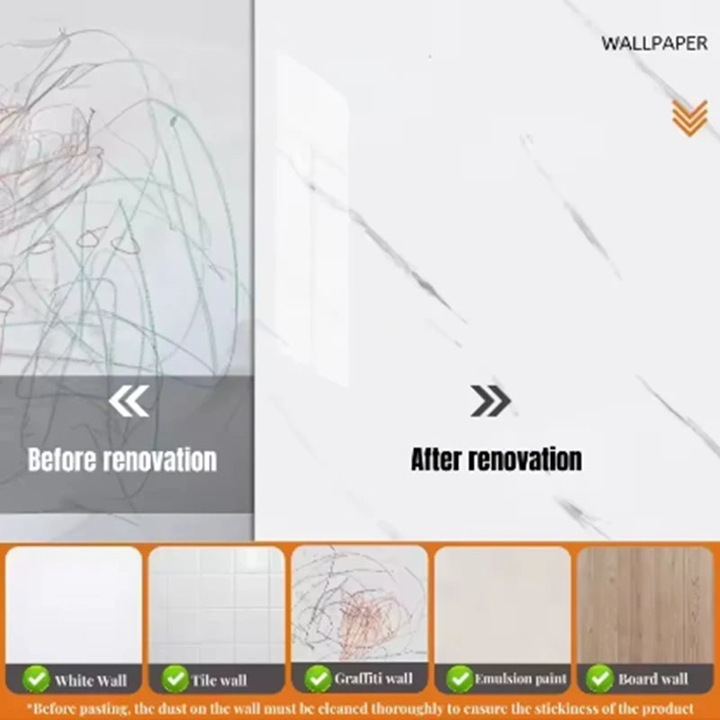 Marble Pattern Self-Adhesive Wallpaper — Waterproof Foam Wall Sticker