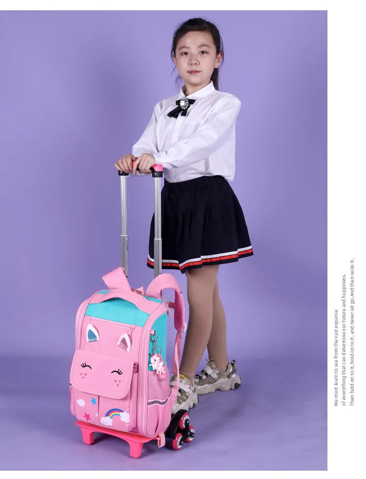 Children's Rolling School Backpack — High Capacity Wheeled Trolley Bag