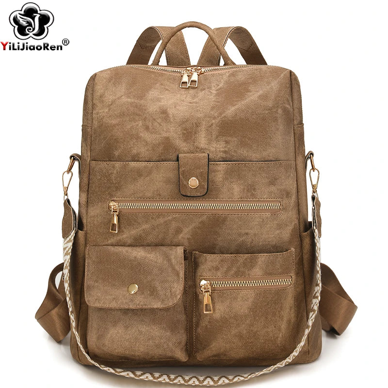 Biutefo Women's PU Leather Backpack — Lightweight Fashion Daypack for Travel