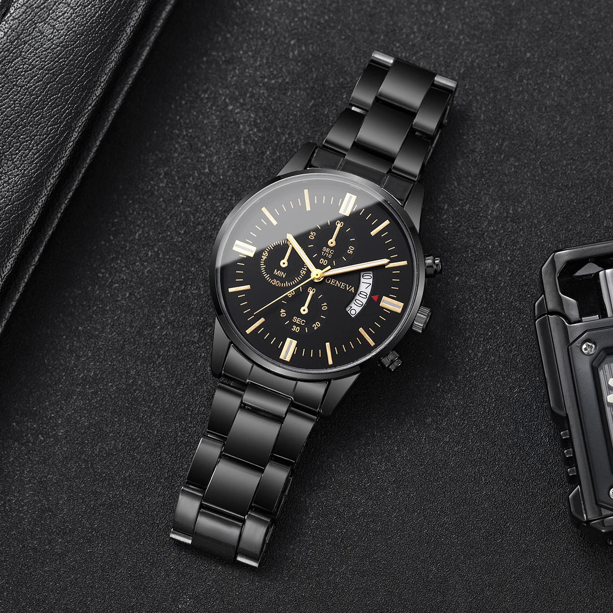 Men's Luxury Stainless Steel Quartz Watch — Business Calendar Style