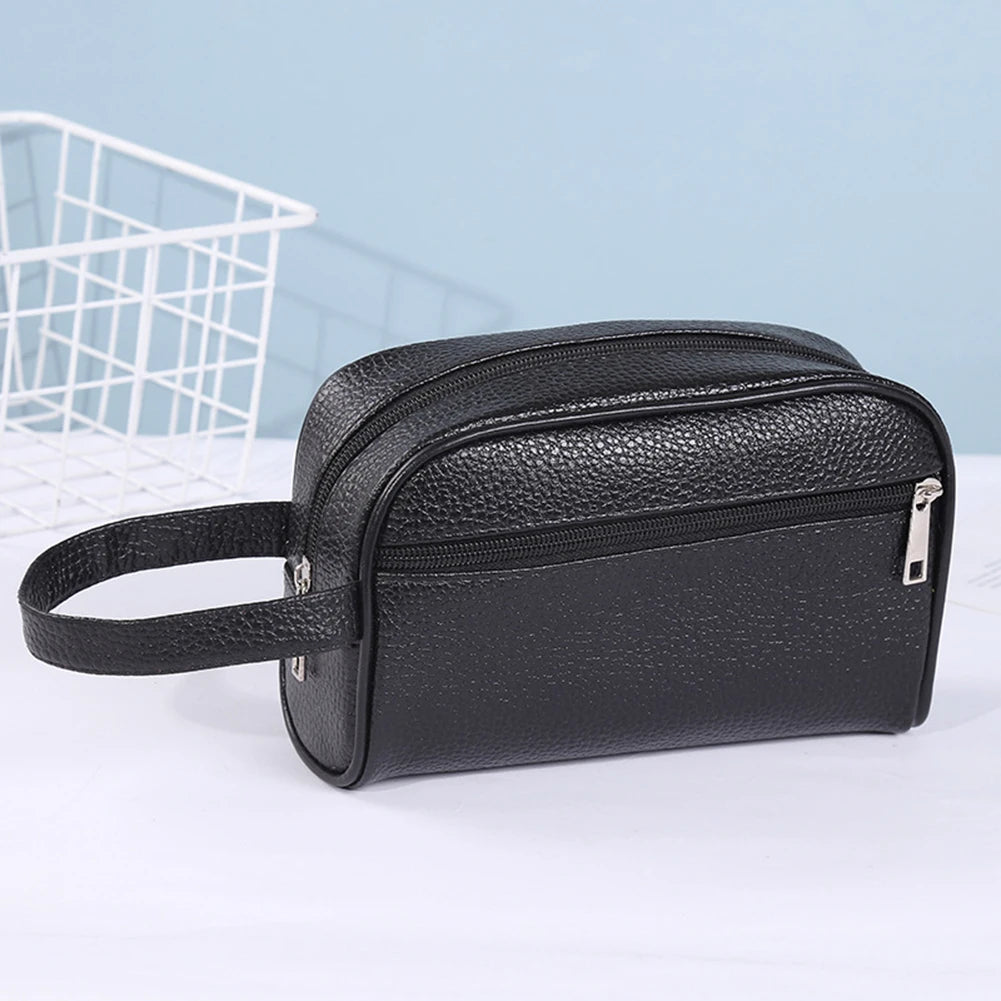 Men's PU Leather Clutch Bag — Business Wristlet & Phone Pouch