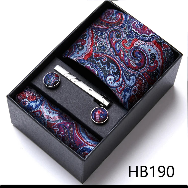 VanGise Men's Necktie Set — Business Tie, Cufflinks, and Pocket Square Kit