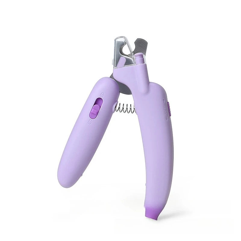 Professional Pet Nail Clipper — LED Light & Anti-Splash Shield, Multi-Function Trimmer