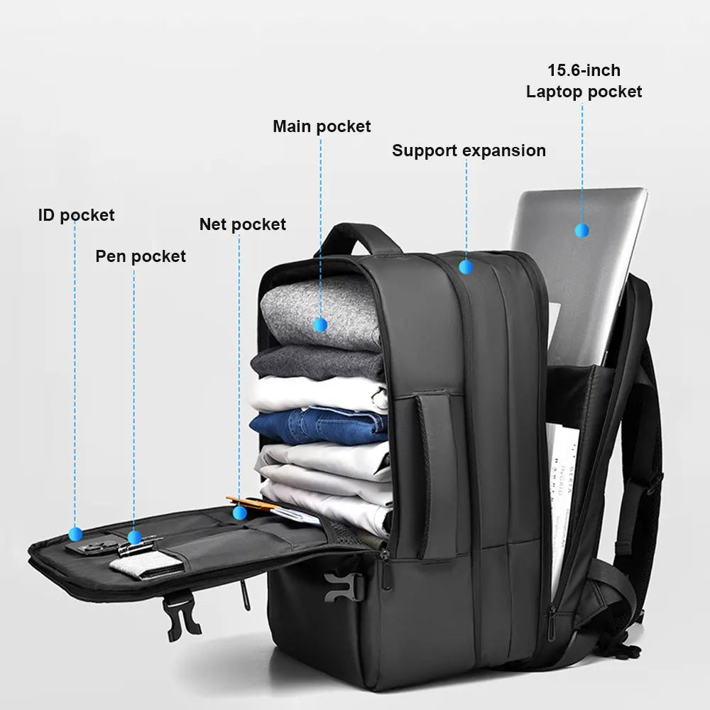 HTLT Men's Business Backpack — Expandable Laptop Bag for Travel