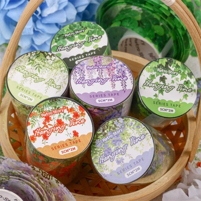Decorative Plant Vine PET Tape — Botanical Design for Scrapbooking & DIY