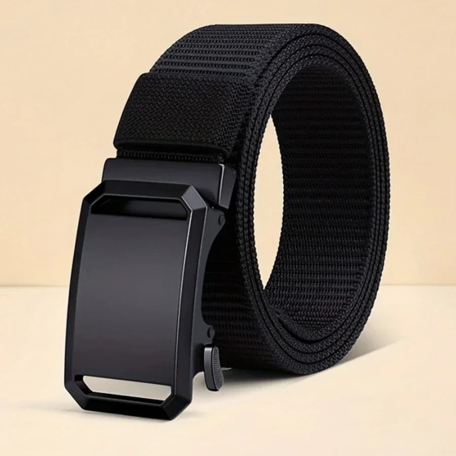 Men's Canvas Tactical Belt — Automatic Buckle for Workwear & Outdoor Use
