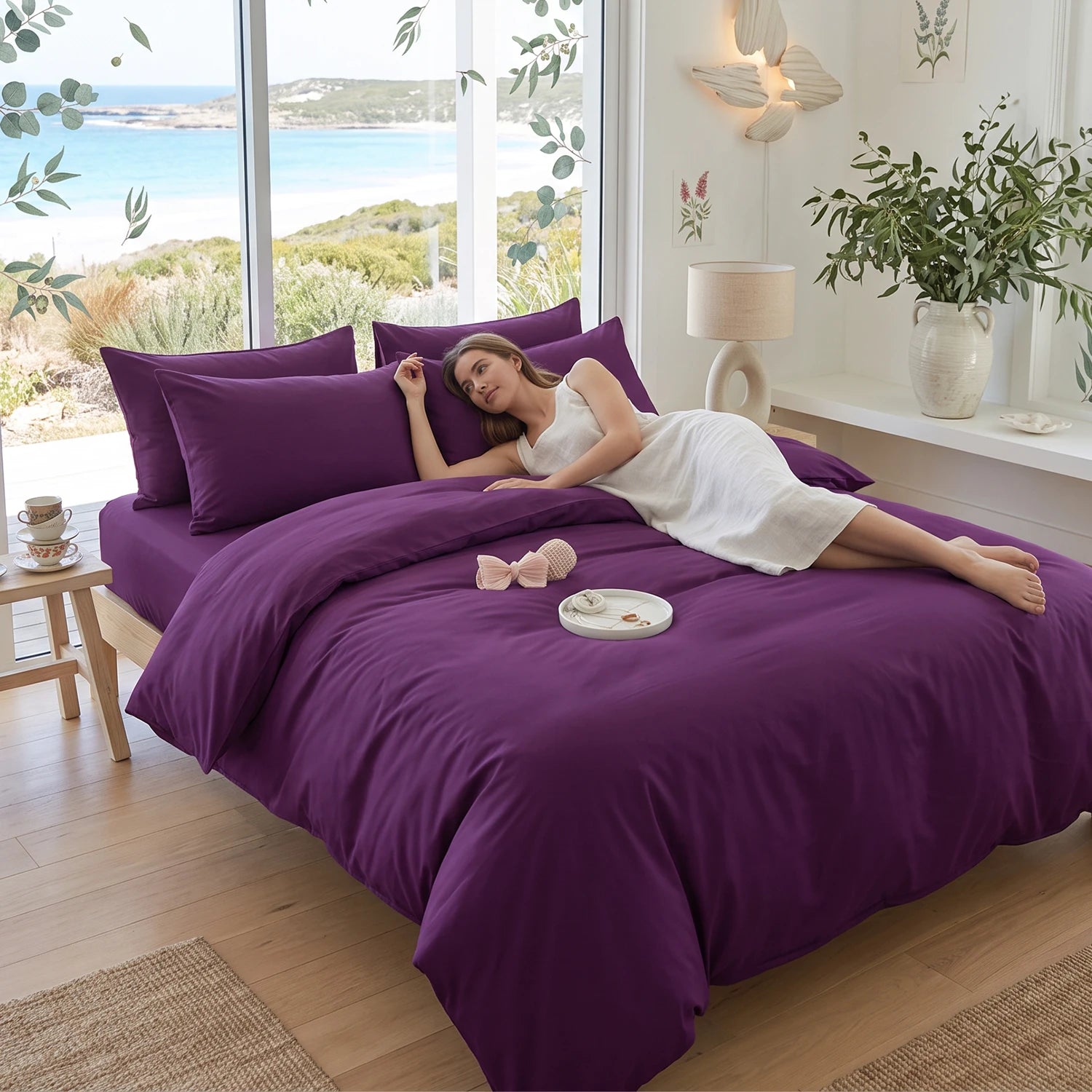 Ultra Soft Solid Color Bedding Set — Breathable Duvet Cover & Pillowcase Kit