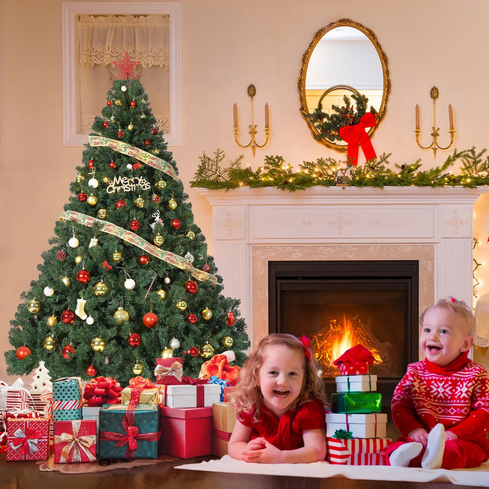 GAOMON Pre-Lit Artificial Christmas Tree — Realistic Spruce Design with LED Lights