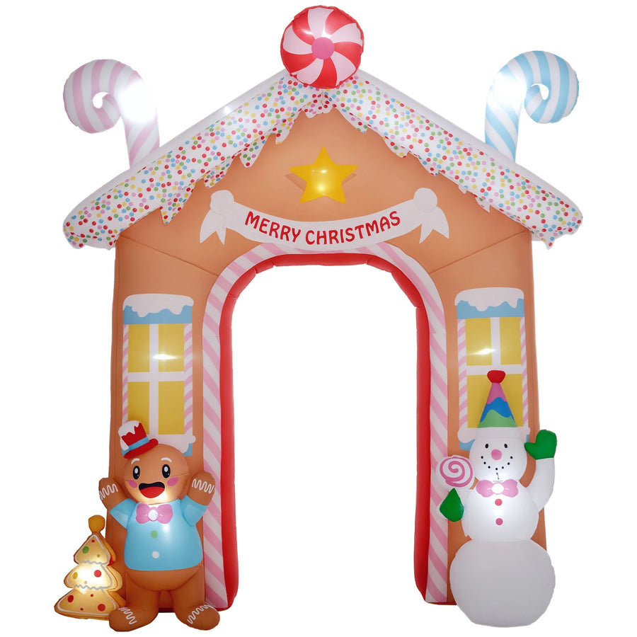 Outsunny Gingerbread House Archway — 10ft Inflatable Christmas Decor with LED Lights