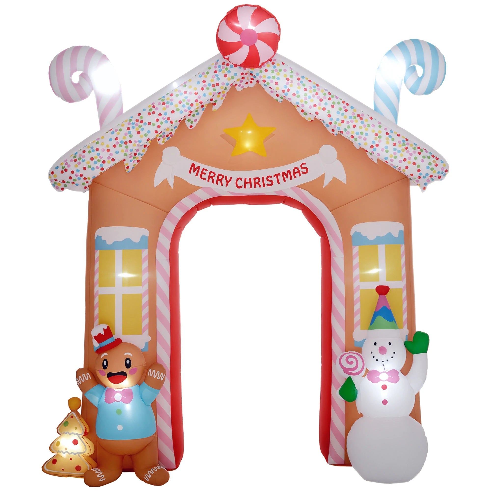Outsunny Gingerbread House Archway — 10ft Inflatable Christmas Decor with LED Lights