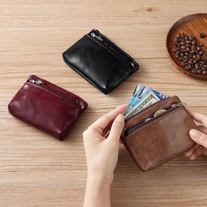eTya Leather Coin Purse — Compact Zipper Wallet for Men and Women