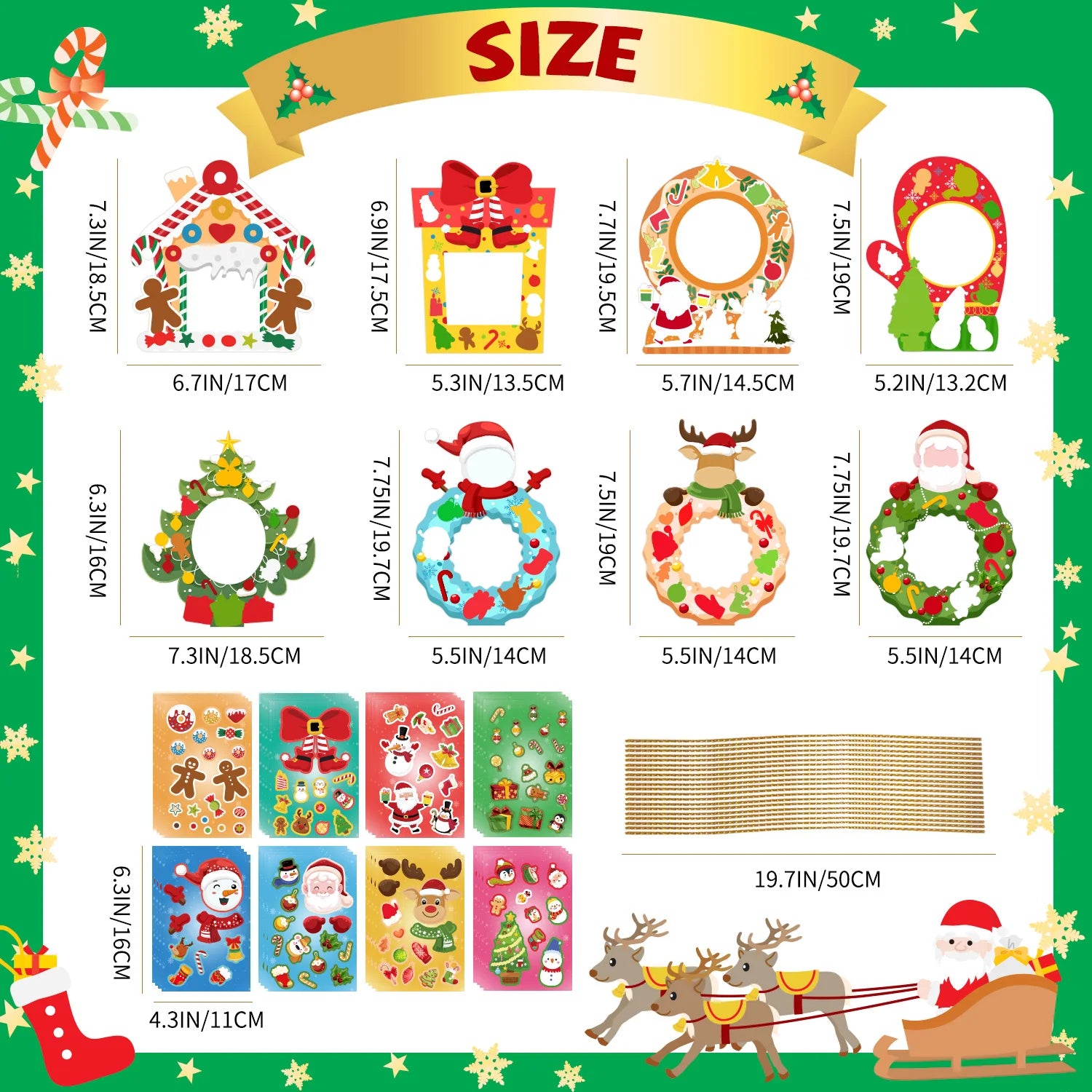 Christmas Photo Props and DIY Stickers — 64 Piece Party Decoration Set