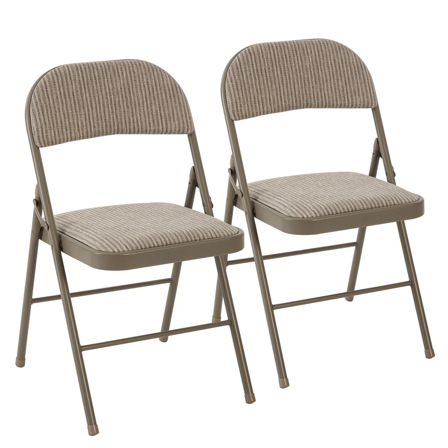 MCQ Foldable Fabric Padded Cushion Chairs — Ergonomic Metal Frame, 2 Pack