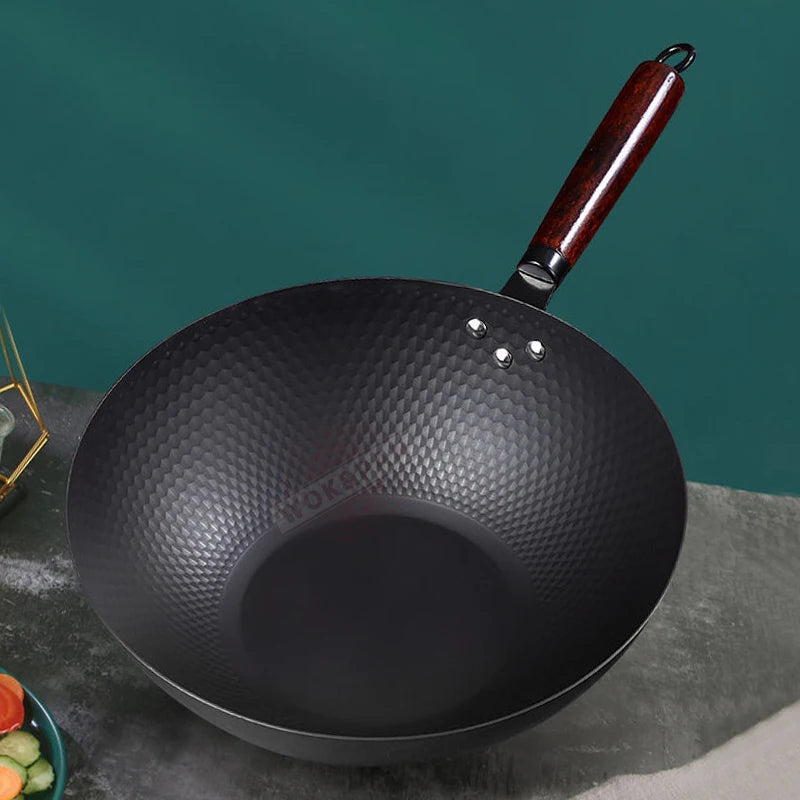 Cast Iron Wok Pan — 32cm Uncoated Japanese Style Cookware