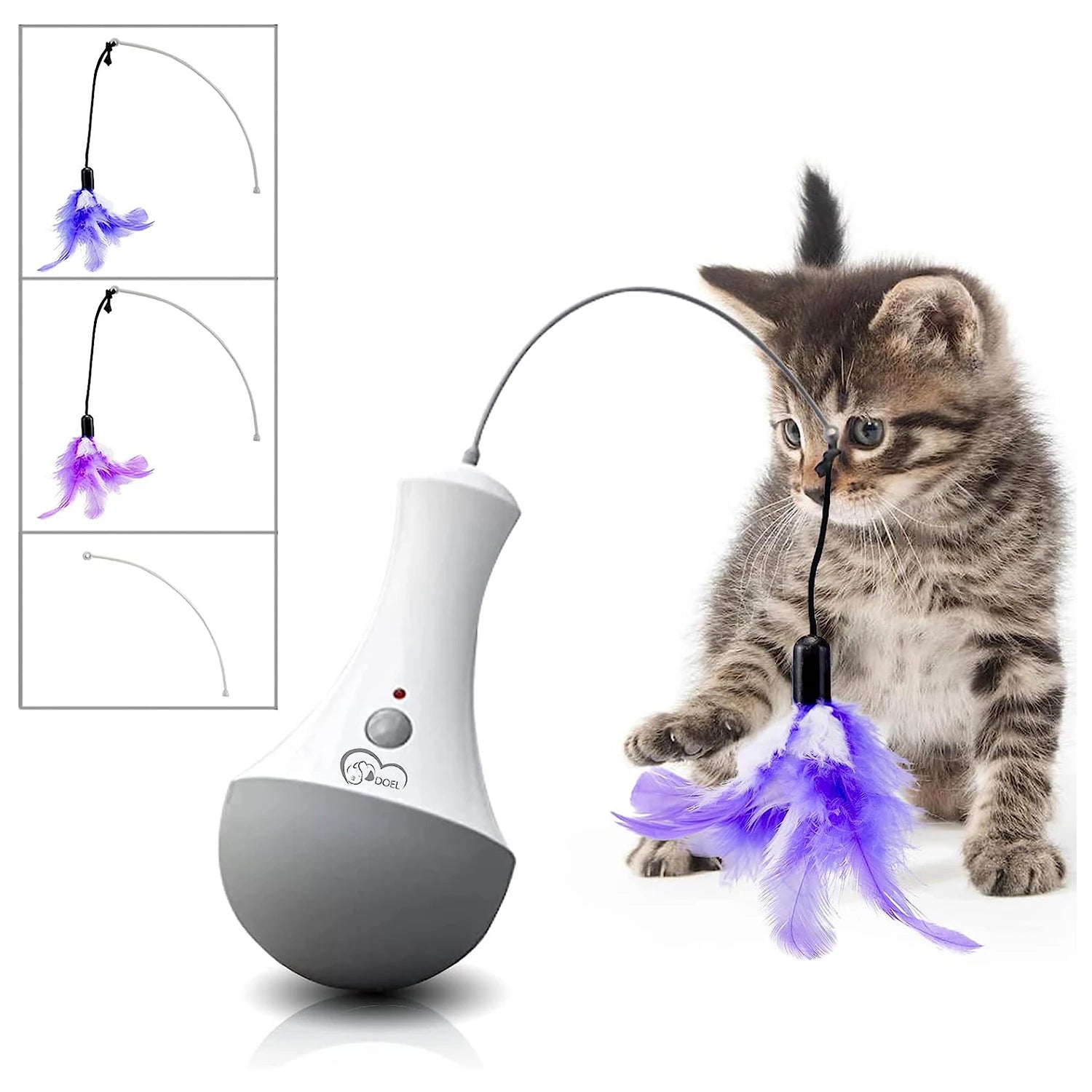 Automatic Interactive Cat Feather Toy — Rotating Teaser for Indoor Exercise