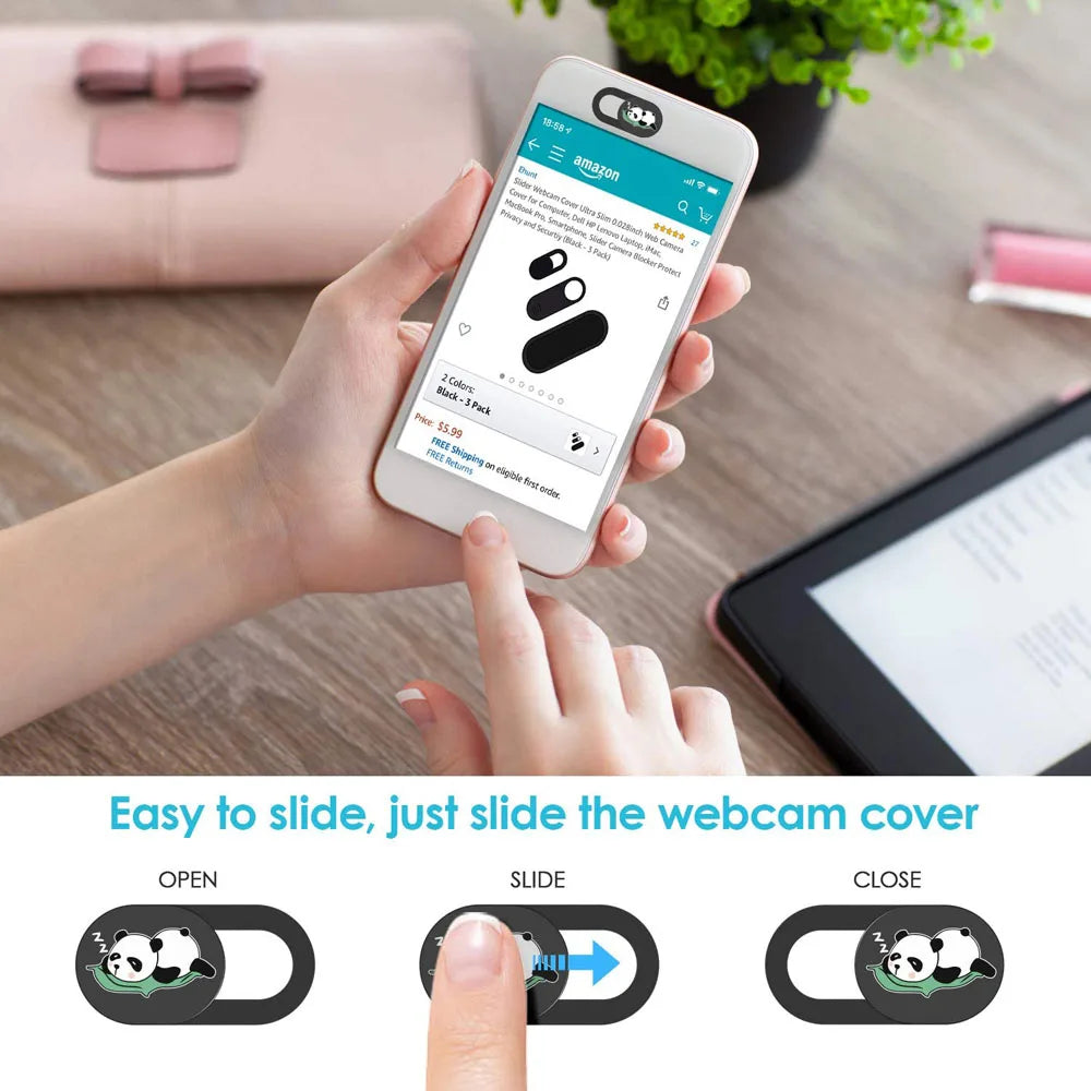Panda Webcam Camera Cover — Ultra-Thin Privacy Slider for Laptops and Smartphones
