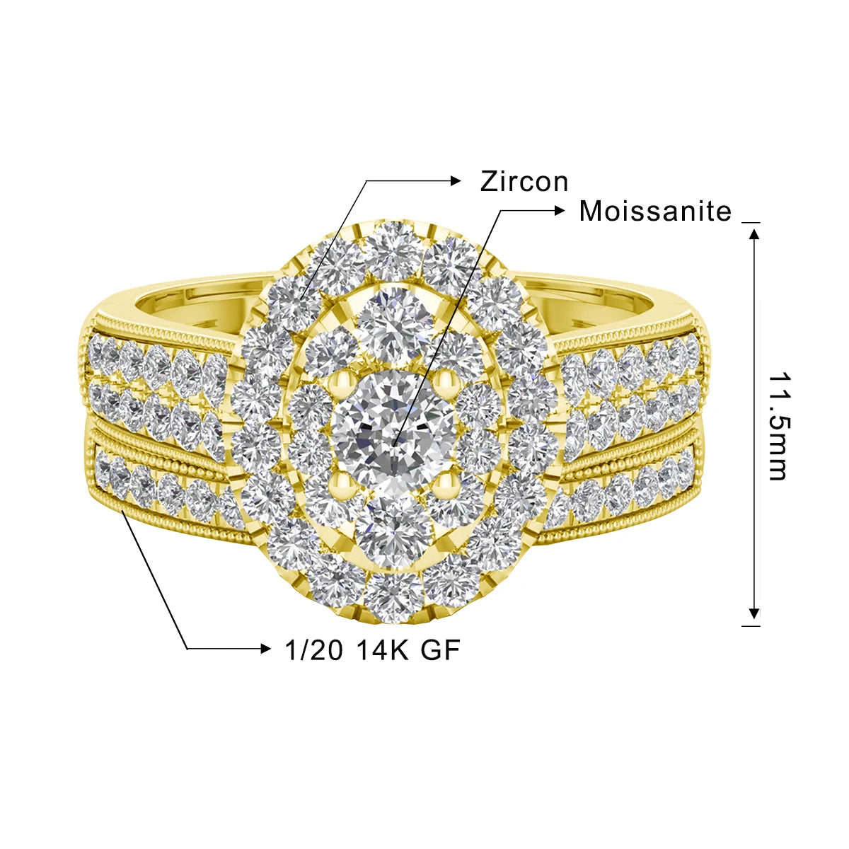 szjinao Moissanite Ring Set — 14K Gold Filled Stackable Bridal Jewelry