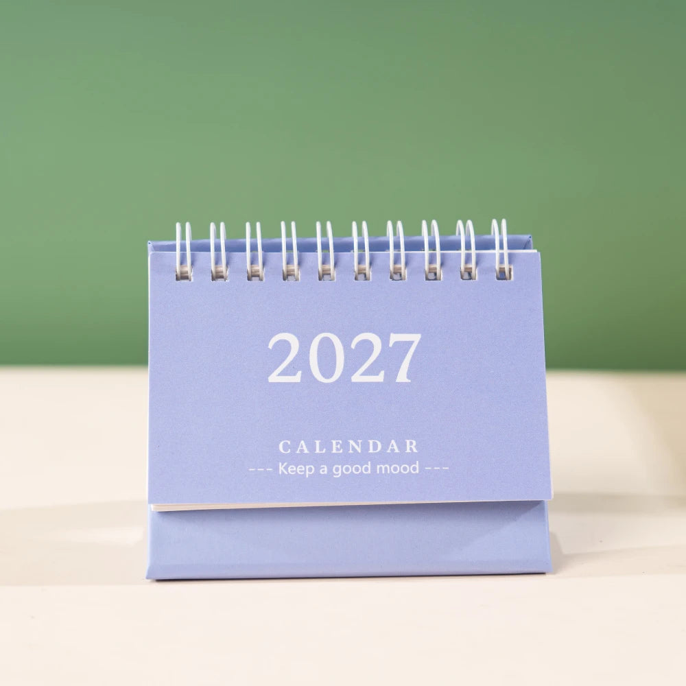 Mini Desktop Calendar — 18-Month Planner and Notepad, Compact Standing Design