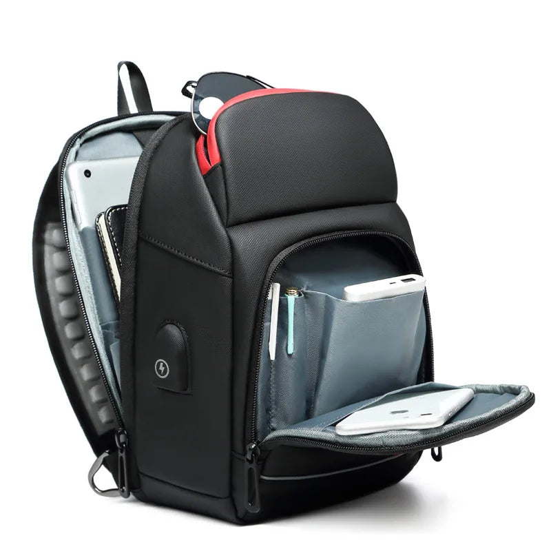 Men's Oxford Sling Bag — Waterproof Messenger Crossbody with USB Port