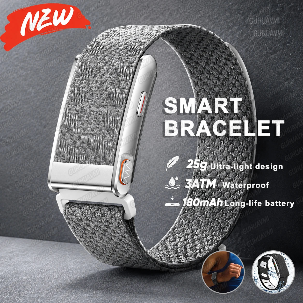 GUHUAVMI Screenless Smart Health Bracelet — 24/7 ECG & SpO2 Fitness Tracker