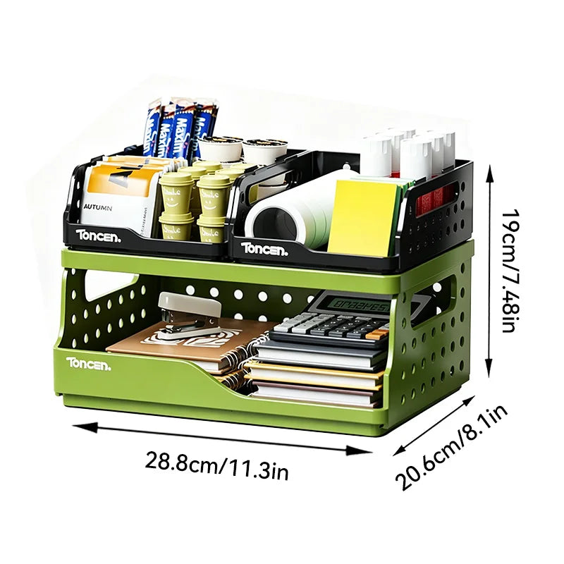 Stackable 3-Tier Desk Organizer — Multi-Compartment Office Storage