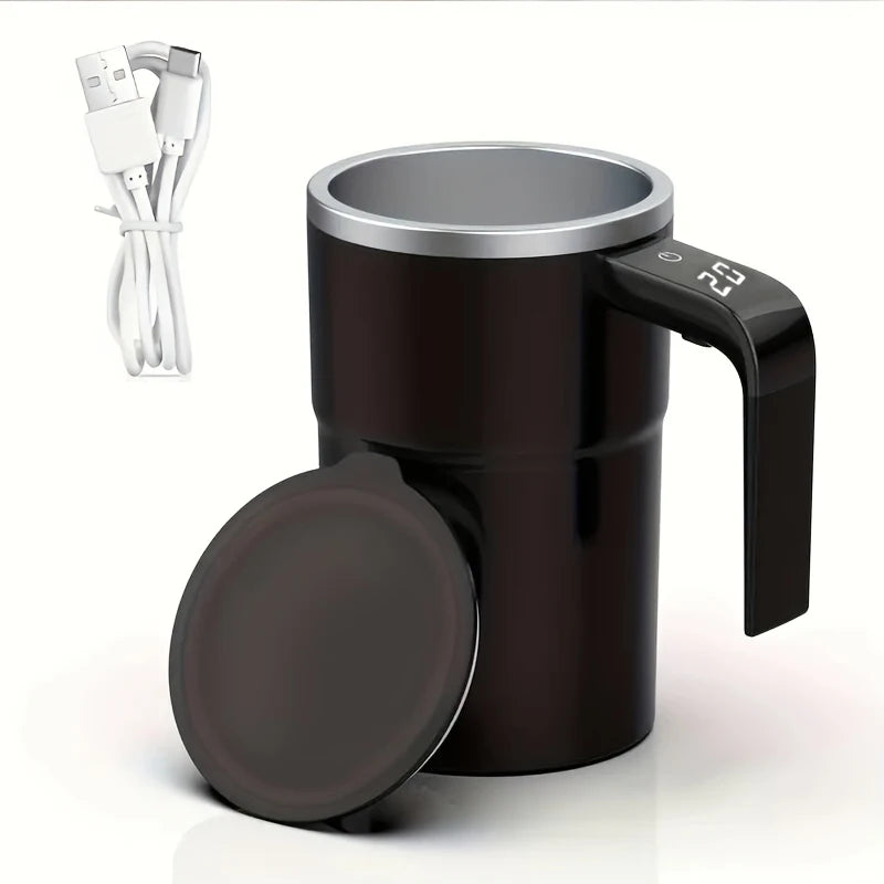 Automatic Stirring Coffee Cup — Temperature Display & Rechargeable Design
