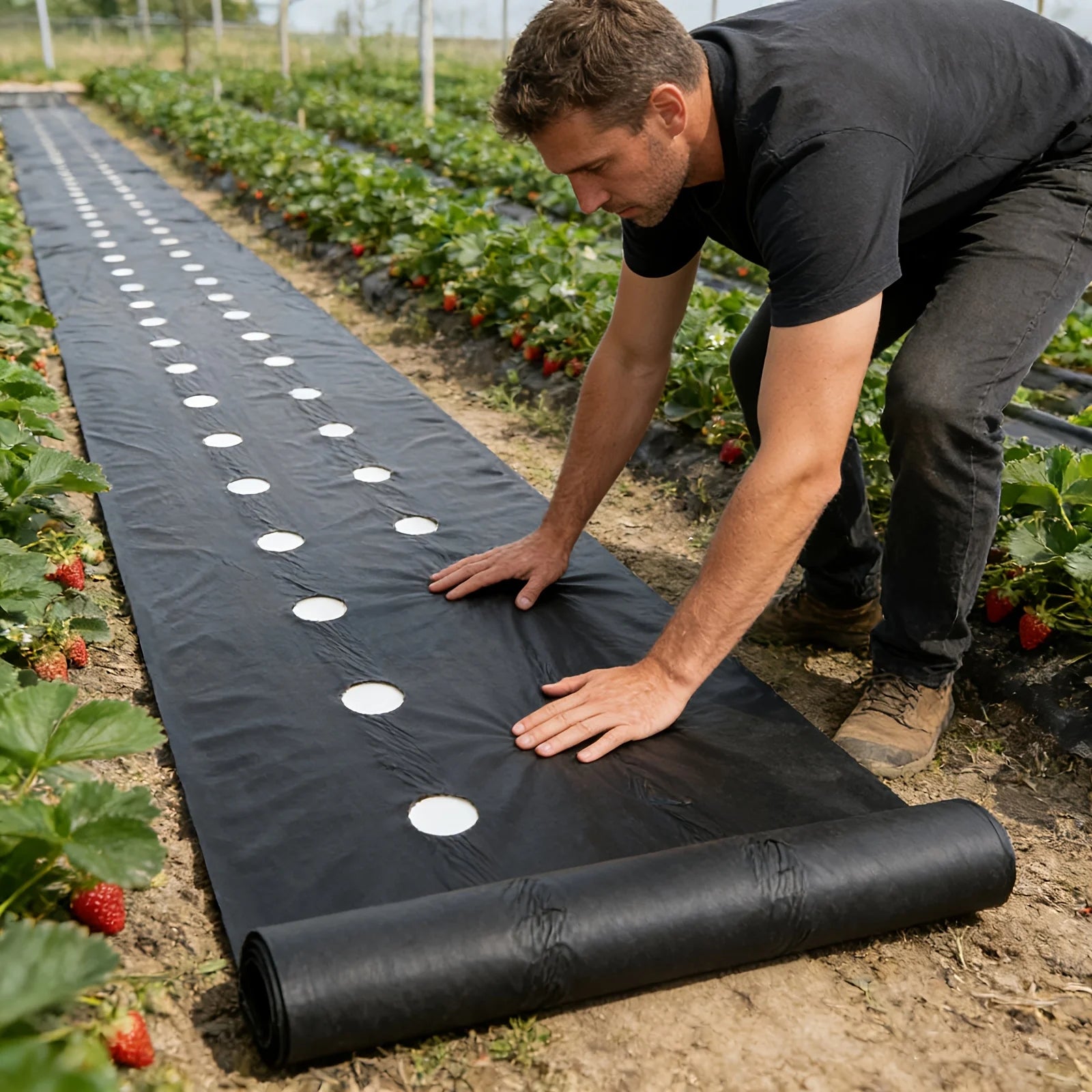 Perforated Weed Barrier Fabric — Breathable Non-Woven Garden Mat