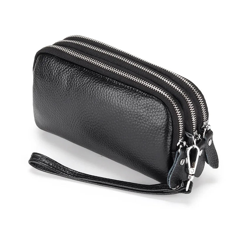 macroupta Genuine Leather Long Wallet — Large Capacity Wristlet Clutch