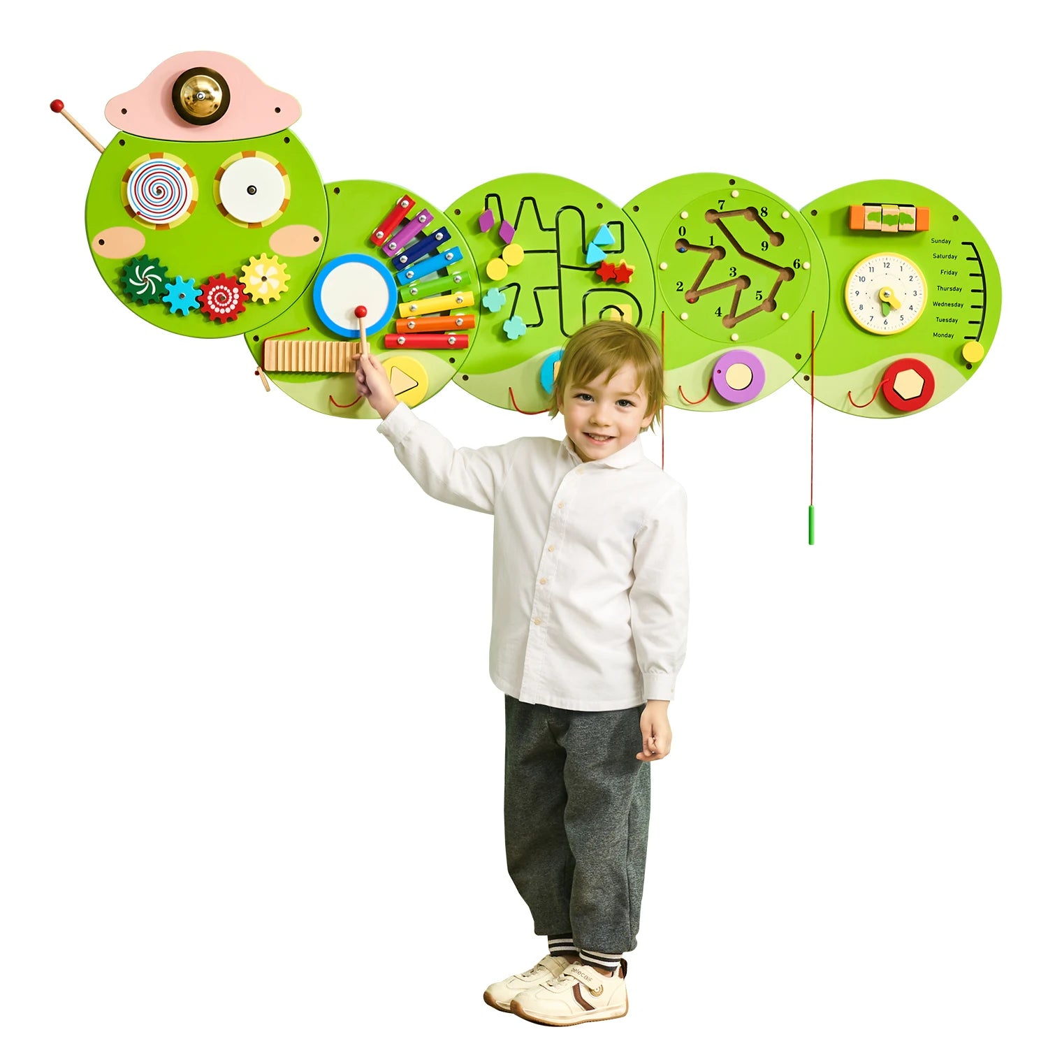 SucceBuy Caterpillar Busy Board — 12 Activity Montessori Sensory Learning Center
