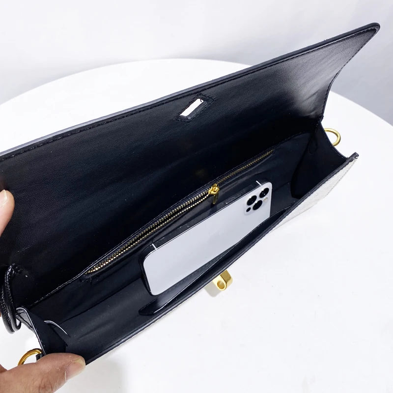 Elegant Snake Pattern Clutch Bag — Sequined Evening Handbag with Top Handle