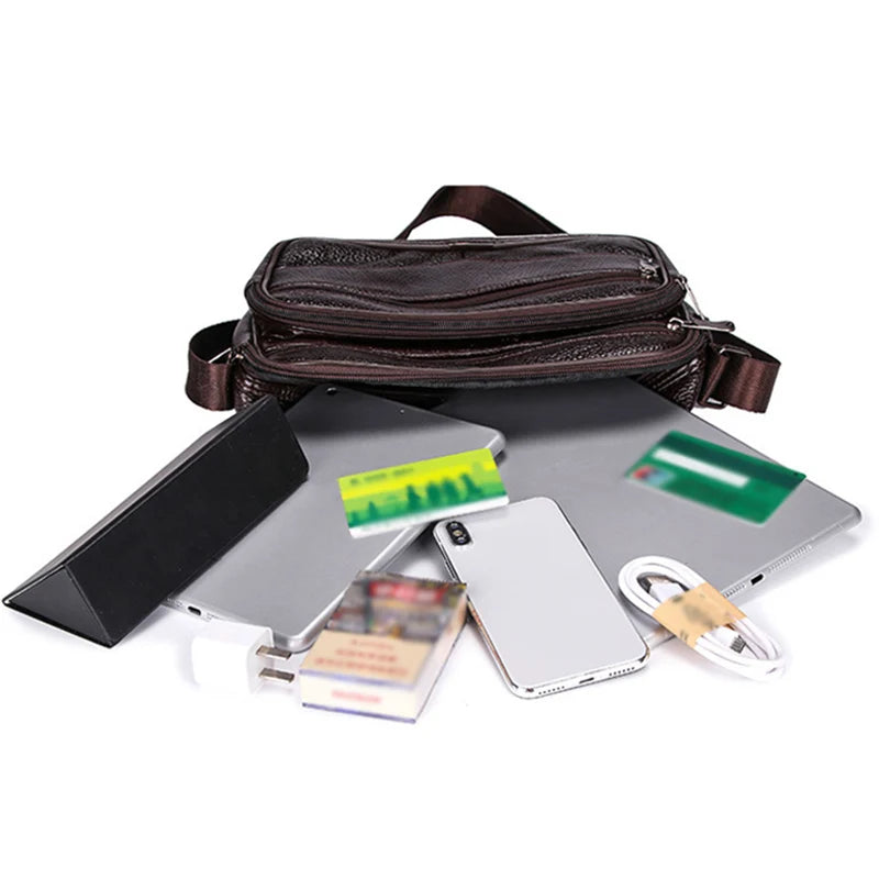 scione Men's Messenger Bag — Multi-Functional PU Leather Crossbody
