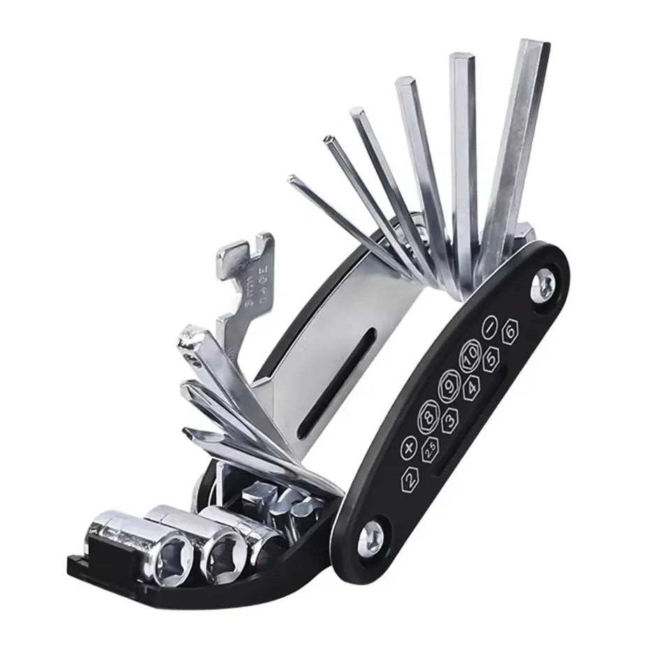 Bicycle Repair Tool Kit — Portable Multi-Function Set with Pump