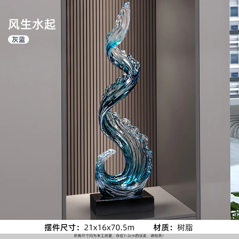 Abstract Resin Sculpture Decor — Modern Vertical Art for Living Room