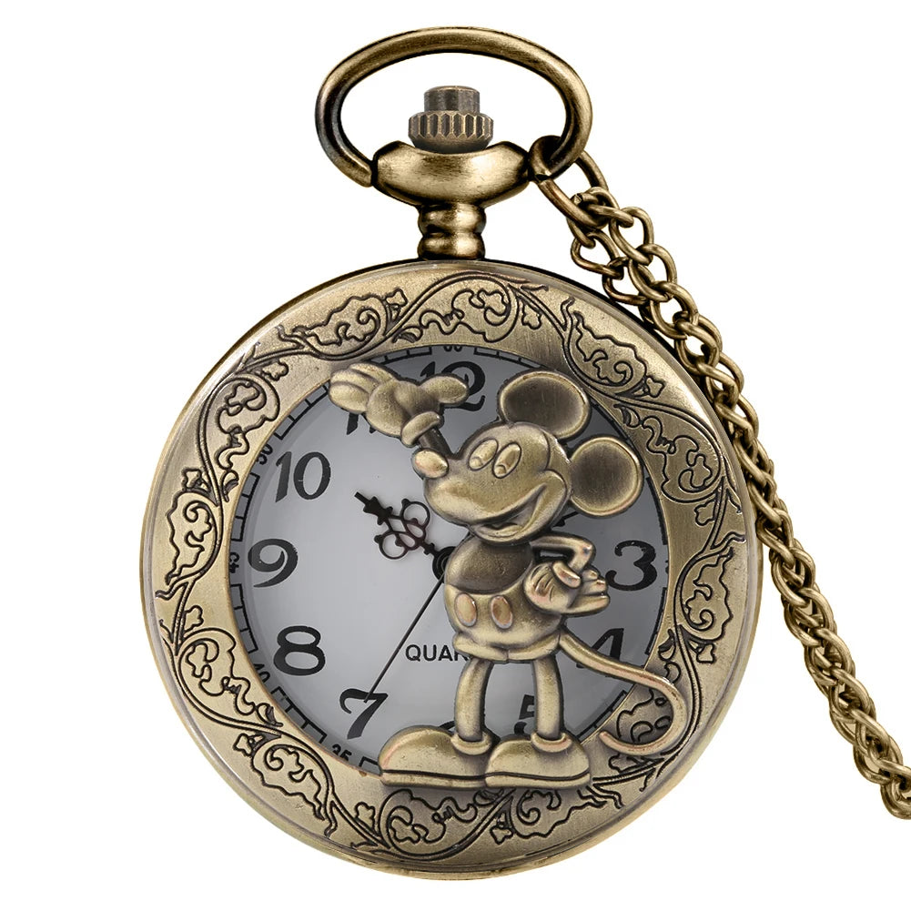 YISUYA Antique Bronze Pocket Watch — Vintage Quartz Pendant with Chain