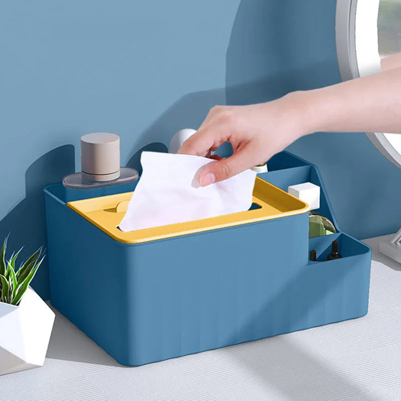 Multifunctional 6-Section Desk Organizer — Tissue Box and Remote Holder