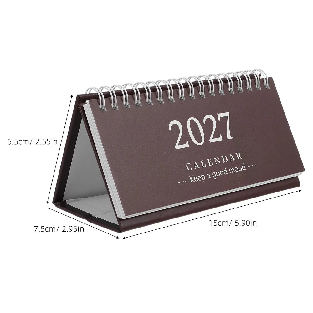 Mini Desktop Calendar — 18-Month Planner and Notepad, Compact Standing Design