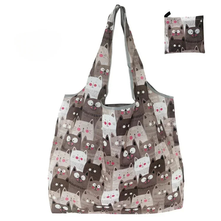 Foldable Reusable Shopping Bag — Large Capacity Animal Print Tote